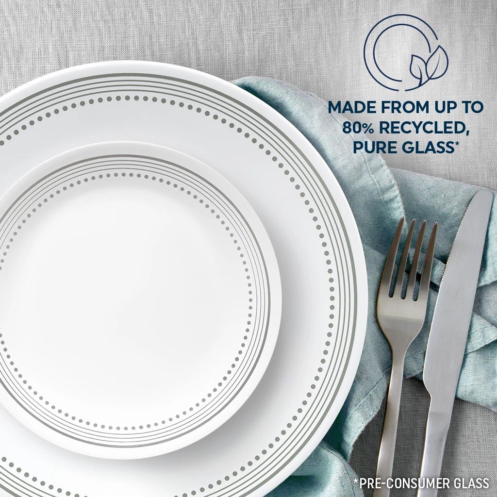Corelle® Mystic Gray 18-piece Mugless Dinnerware Set, Service for 6