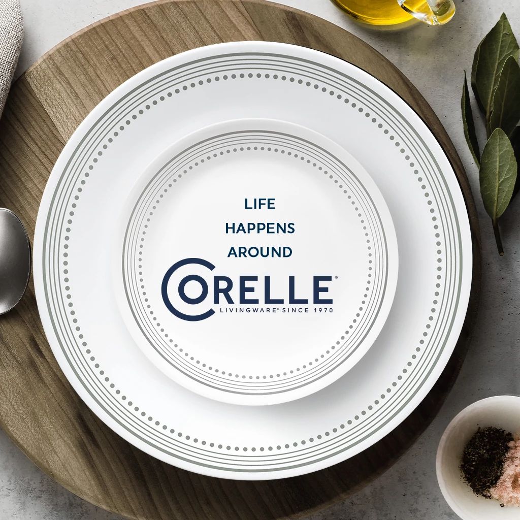 Corelle® Mystic Gray 18-piece Mugless Dinnerware Set, Service for 6