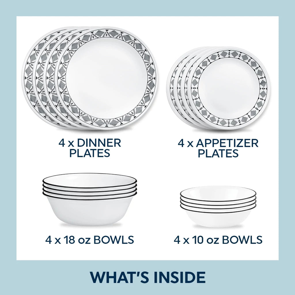 Corelle® Cusco 16-piece Mugless Dinnerware Set, Service for 4