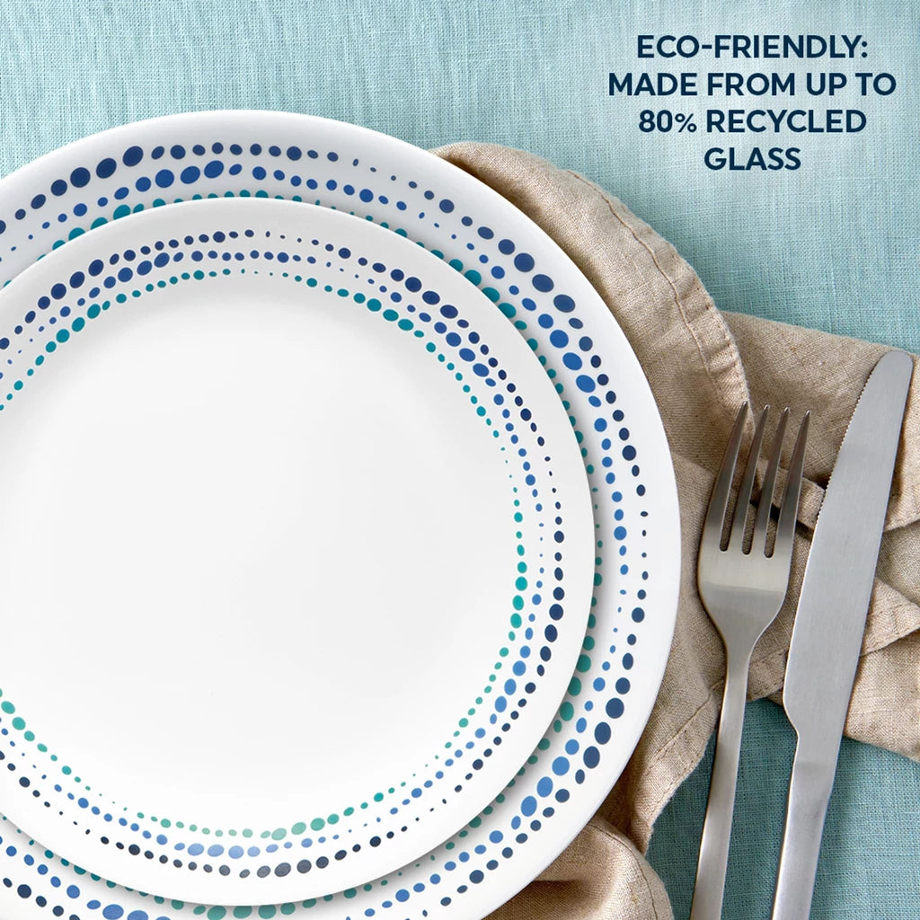 Corelle® Ocean Blues 16-piece Mugless Dinnerware Set, Service of 4