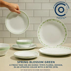 Corelle® Spring Blossom Green 18-piece Dinnerware Set, Service for 6